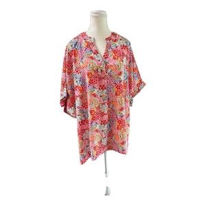 2X Colorful Floral Boho Style Blouse – Flowy & Lightweight